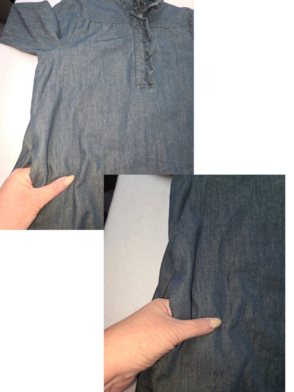 Herrlicher XS Ruffle Yoke Short Denim Antke Dress 3809-CW - Picture 11 of 12